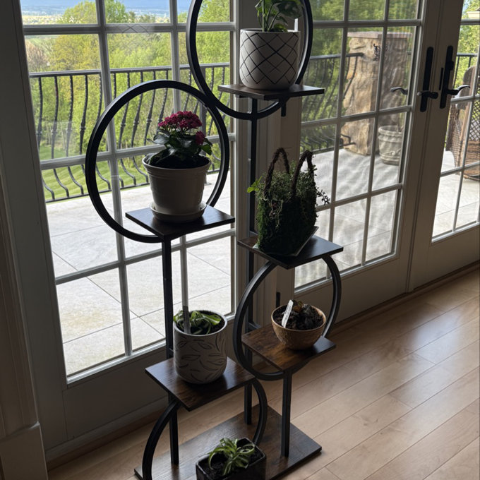6 Tiered 55" Metal Plant Stand Indoor With Grow Lights