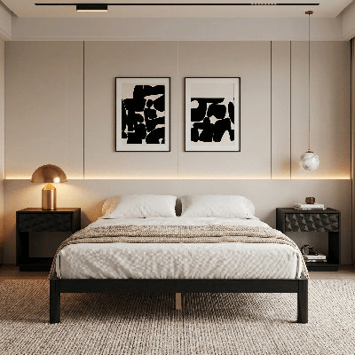 Structure de lit en bois massif NTC Sapa - Menuiserie japonaise minimaliste, pas de sommier tapissier, lattes silencieuses, assemblage facile