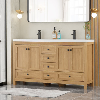 Meuble-lavabo double 60 po avec lavabo en résine 60 po Modern