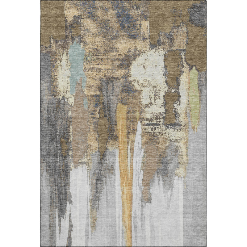 Premium Machine Washable Mouton AMF1979 Abstract Rug, Rectangle 10' x 14'