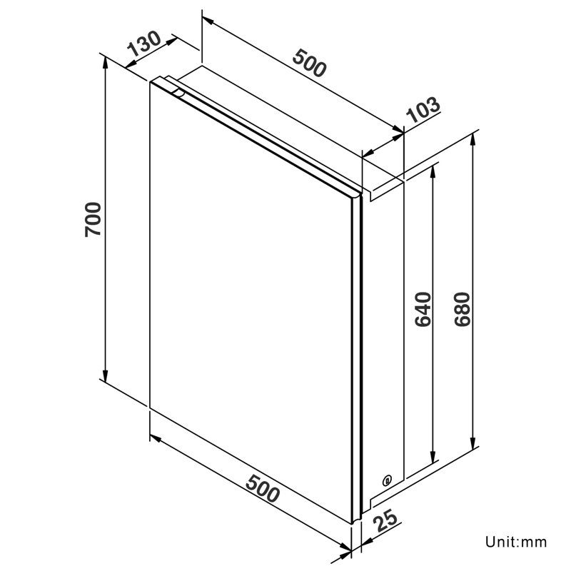 50mm W 70mm H Medicine Cabinet Mirror 3 Adjustable
