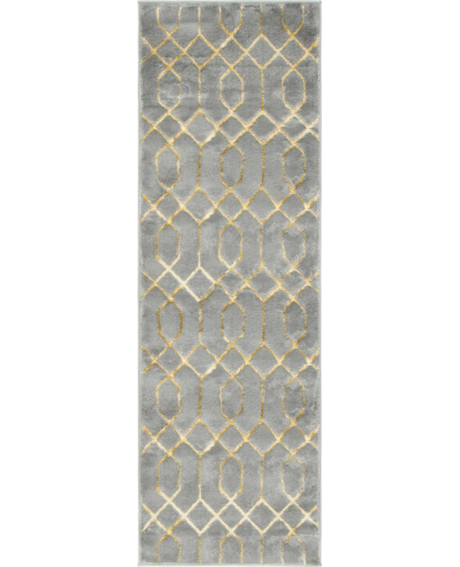Tapis gris / doré Glam, Tapis de couloir 2 pi x 6 pi 1 po