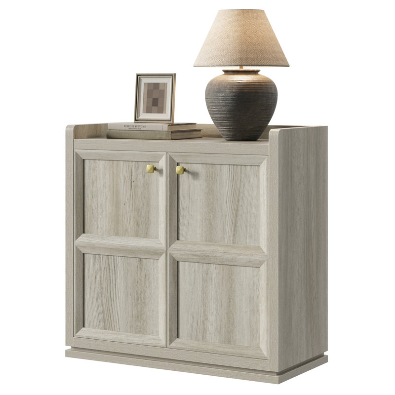 Helio 34'' Sideboard With Adjustable Shelf and Safe Round Corners, Gray White Oak, 1