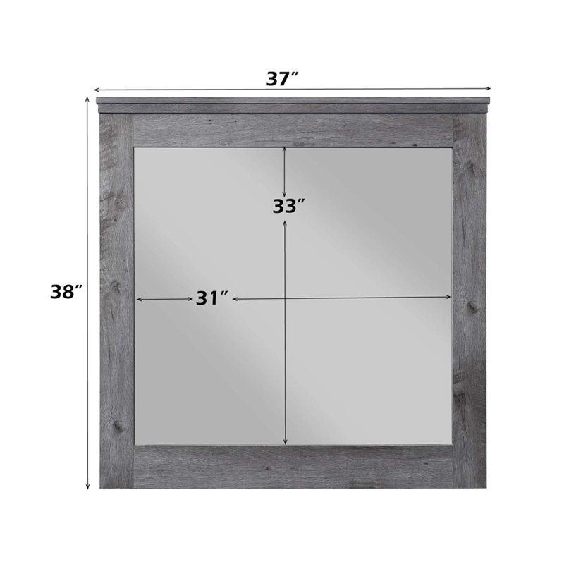 Miroir Vidalia 37 po x 38 po, finition chêne gris rustique