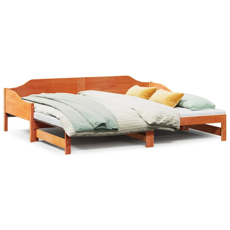 Capirano Solid Wood Daybed with Trundle, European Single (90 x 200cm), Wax Brown