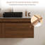 Meuble-lavabo flottant 36 po avec plateau en pierre frittée, vasque en céramique noire et armoire en bois multi-couches sans poignée