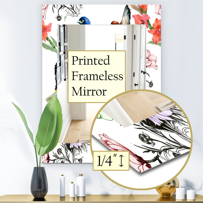Miroir décoratif sans cadre fleur, H 39,4 po x l 29,5 po