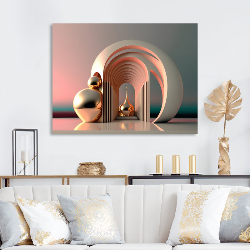 «Minimalistic liquid Gold Architecture III», reproduction sur toile, H 16 po x l 32 po x P 1 po, Toile tendue