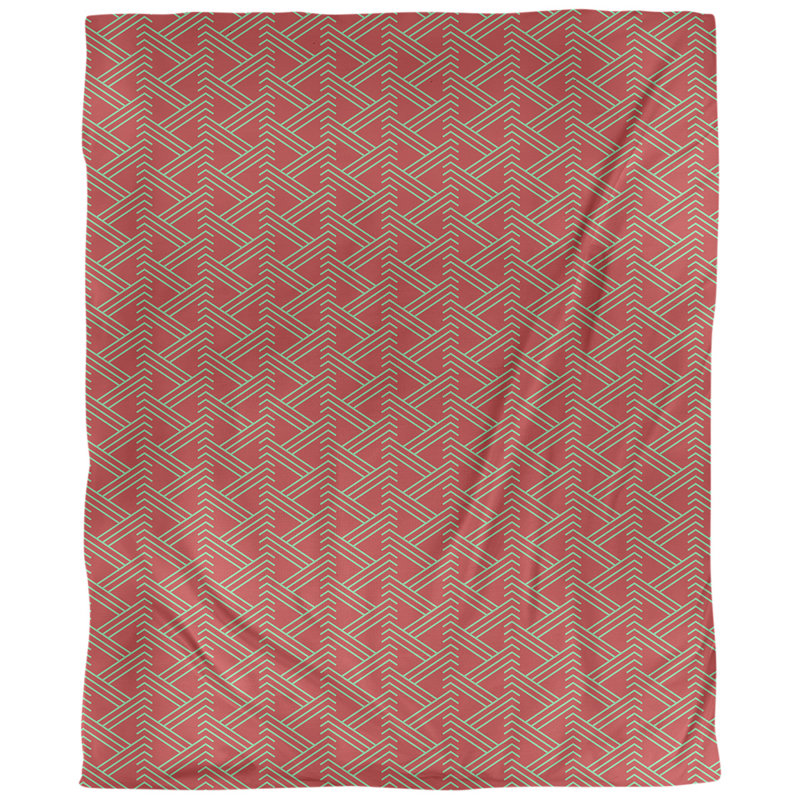 Tissu zag zig, Rouge / Vert, L 58 po x l 36 po, Faux lin