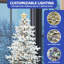 Décoration artificielle sapin de Noël enneigé, sapin des fêtes avec pomme de pin pré-éclairée-494210767