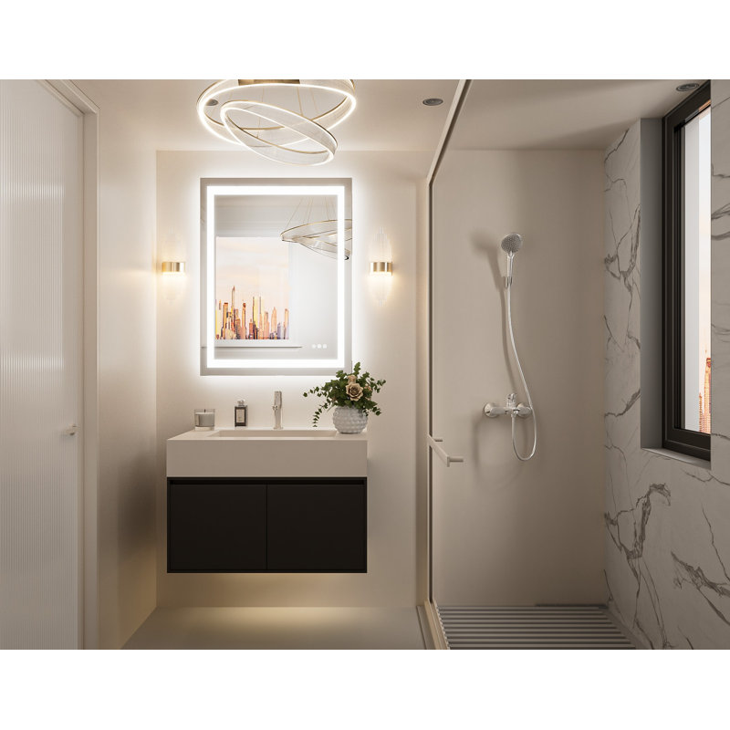 Katyusha Super Bright LED Lighted Bathroom Vanity Mirror 3-Color Temperature  Frontlit & Backlit Dimmable & Anti-Fog