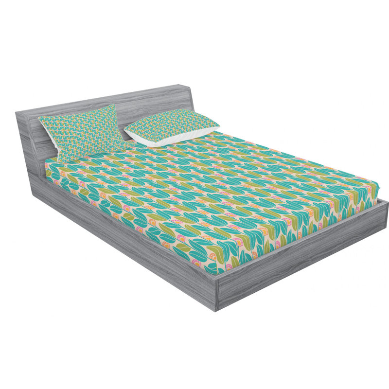 Microfiber Floral Sheet Set, Queen Sheet Set with Fitted Sheet