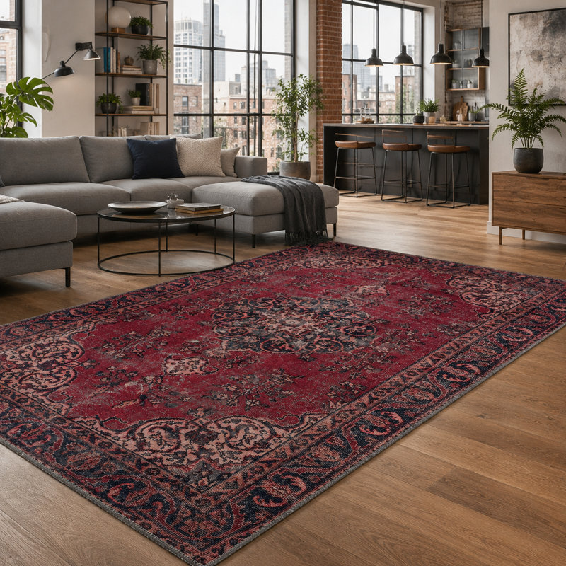 Vintage Look Cotton and Chenille Flatweave Area Rug, 120 x 180 cm