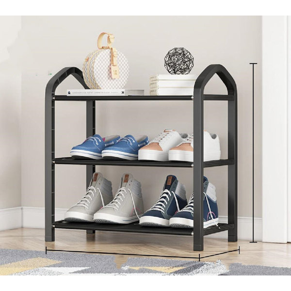 Ebern Designs 3-Tier Space Saving Shoe Rack for Closet, 6 Pairs Steel Shoe  Shelf Design