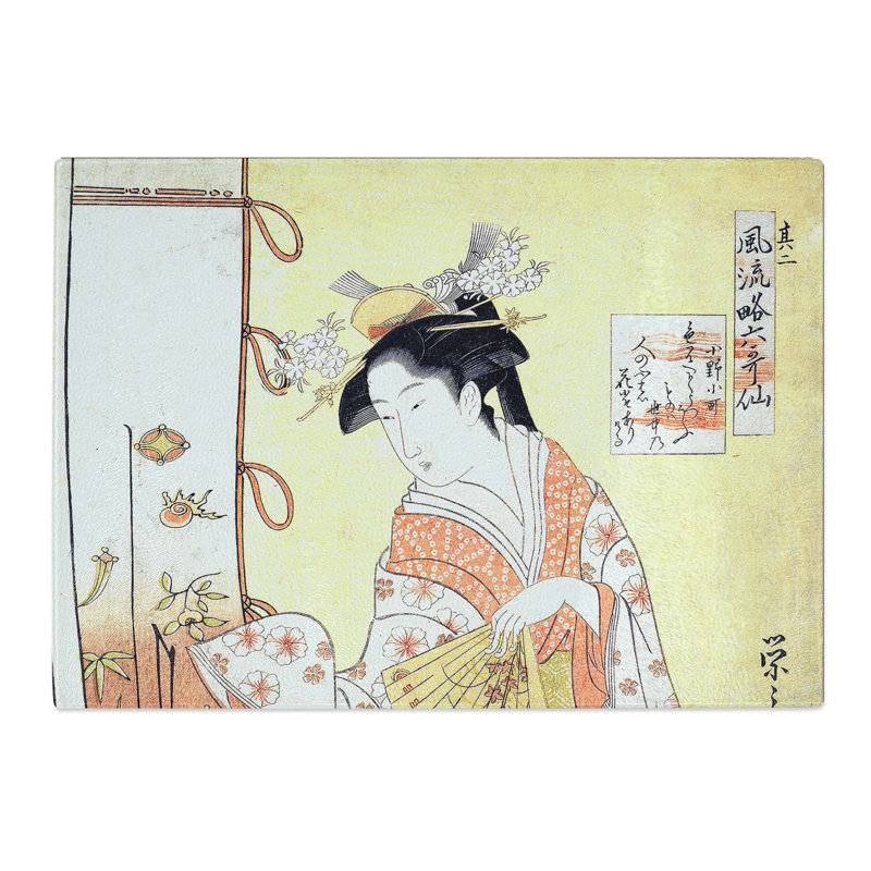 Tempered Glass Ono No Komachi by Chobunsai Eishi Chopping Board, 39 cm x 28.5 cm