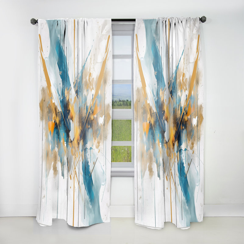 Élégance sarcelle et dorée - Rideau moderne - Velours obscurcissant - 1 panneau, L 52 po x L 84 po