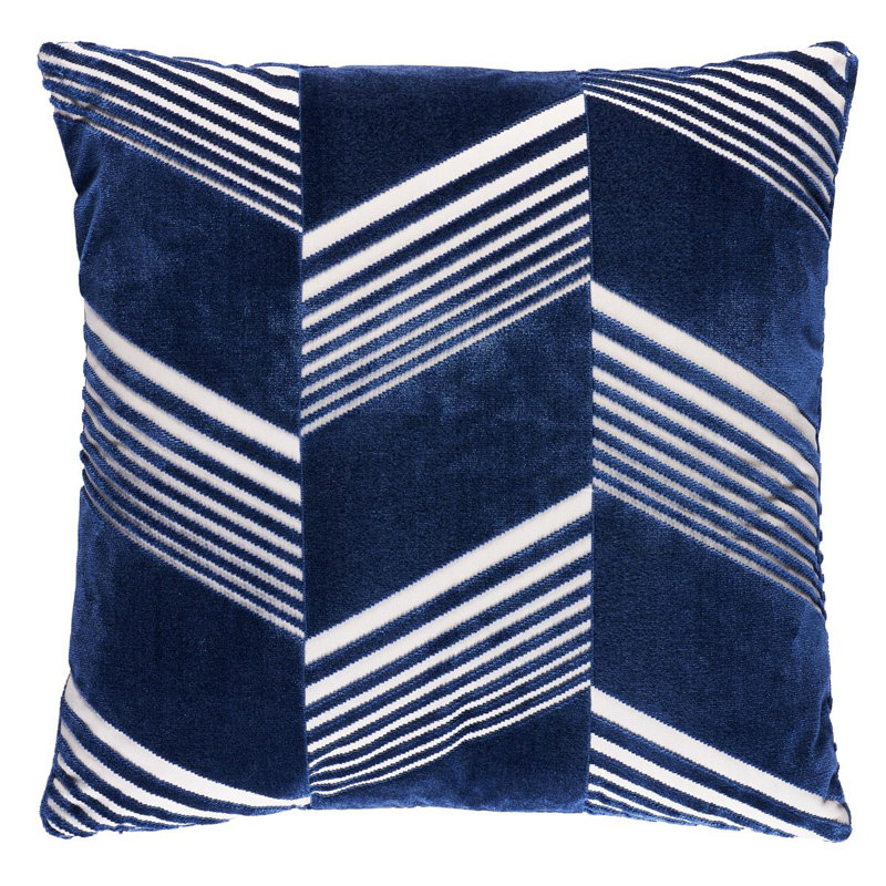 Schumacher x Victor Glemaud Jessie Cut Velvet Pillow, Blue, 20" H x 20" W
