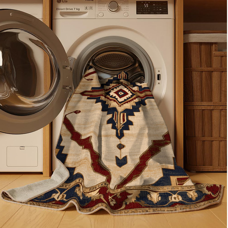 Tapis beige lavable à la machine, Rectangle 3 pi x 5 pi