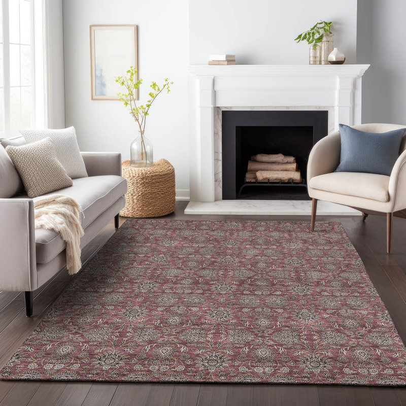 Premium Machine Washable Prisco Merlot Rug, Rectangle 10' x 14'