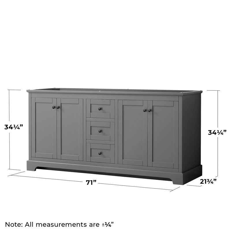 Base de meuble-lavabo double 71 po et miroir Avery seulement, Gris foncé / noir mat