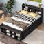 Lit double avec rangement et construction en pin robuste dans les compartiments-714606334