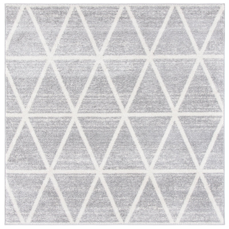 Adirondack Gray and Ivory Square Synthetic Area Rug