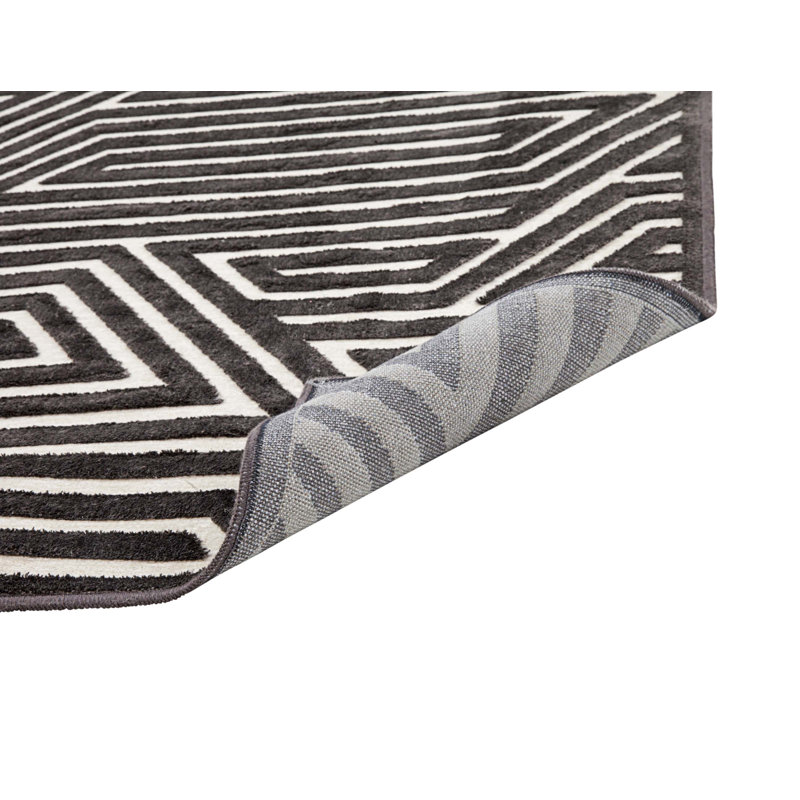 Tapis géométrique rectangulaire en viscose tissé à la machine 5 pi 3 po x 7 pi 6 po Laeza