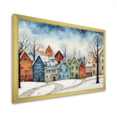 Multicolor Frosty City In Winter I - Winter Landscape, art mural