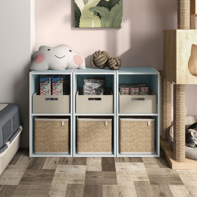 Bibliothèque de rangement modulable, 2 cubes, Bleu clair
