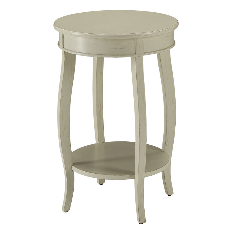 Table d'appoint ronde blanche antique avec tablette de rangement inférieure | Idée de cadeau, Blanc antique