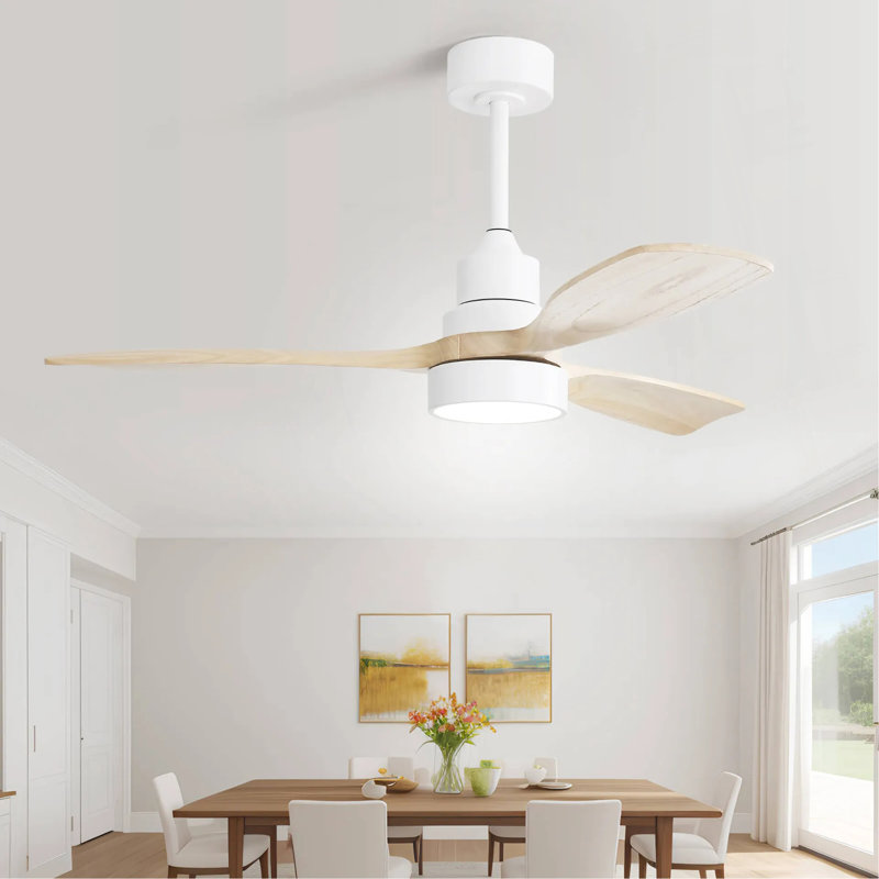 Ventilateur de plafond en bois massif 48 pouces avec moteur à courant continu réversible à intensité variable 6 vitesses