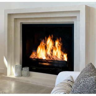 WFR-Arcadia – Custom Hand-Carved Natural Limestone or Cantera Stone Fireplace Mantel Surround | Layered Modern Profile