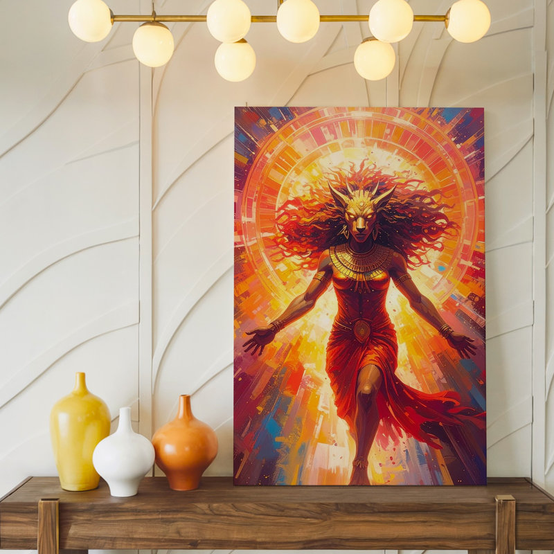 Toile murale Sekhmet, déesse de la lionne, toile divine, courroux et énergie solaire, H 9 po x l 12 po