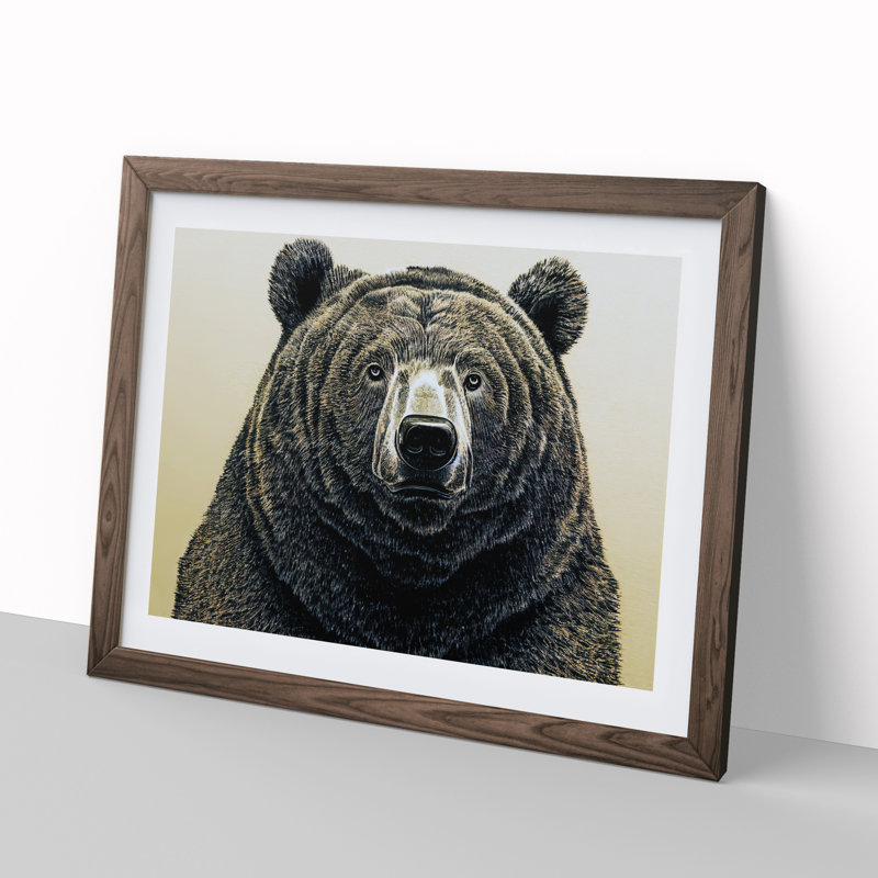 Outstanding Bear - Single Picture Frame Print, 34cm H x 46cm W x 2cm D, Walnut