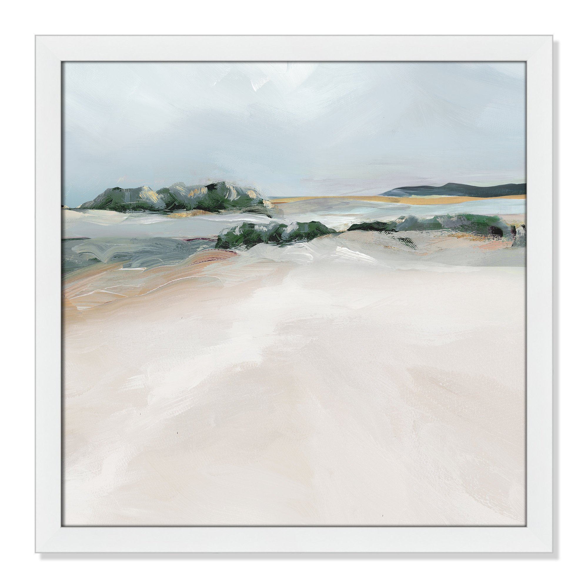 Shimmering Path - Picture Frame Painting on Paper, 24.5" H x 24.5" W x 1.12" D, White Framed