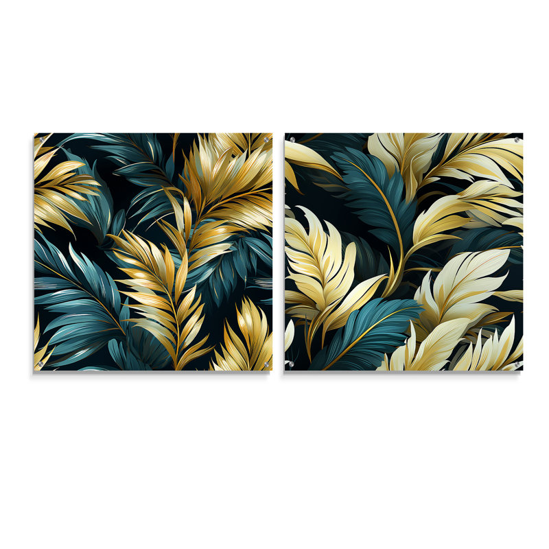 Kirkenes - Ensemble d'art mural en verre acrylique Coastal Tropical, H 36 po x l 73 po