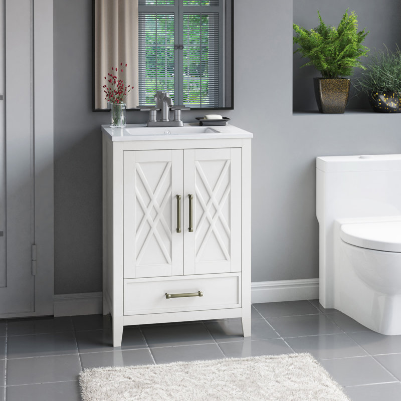 Ensemble de meuble-lavabo simple 24 po Brecken, Blanc