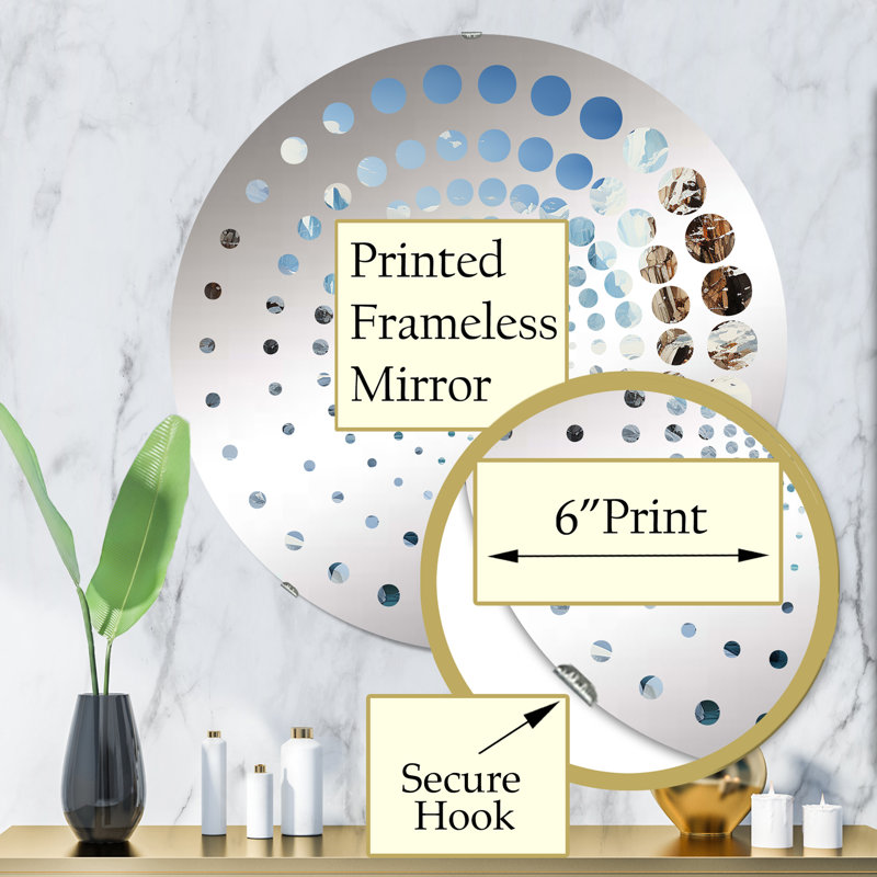 Spiral Dot Decorative Mirror, 31.4" x 31.4", Island Glacier Charm In Winter I