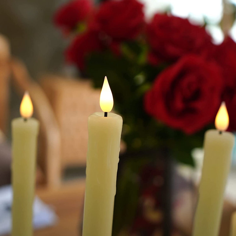 Unscented Flameless Taper Candle, Ivory