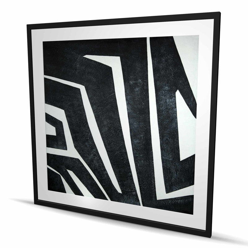 Labyrinthe - reproduction abstraite encadrée pour la chambre, H 48 po x l 48 po, Noir