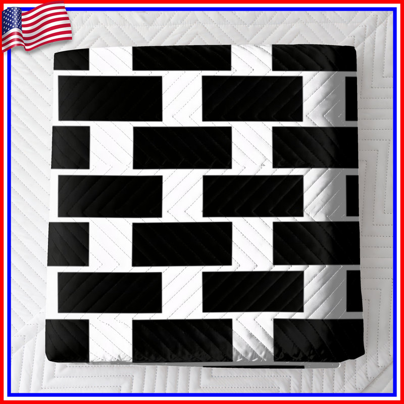 Black White Checkerboard Quilted Bedspread All Sizes, Full / Double