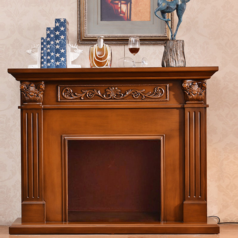 Euro-American Retro TV Cabinet Mantelpiece, Brown, 59.06"