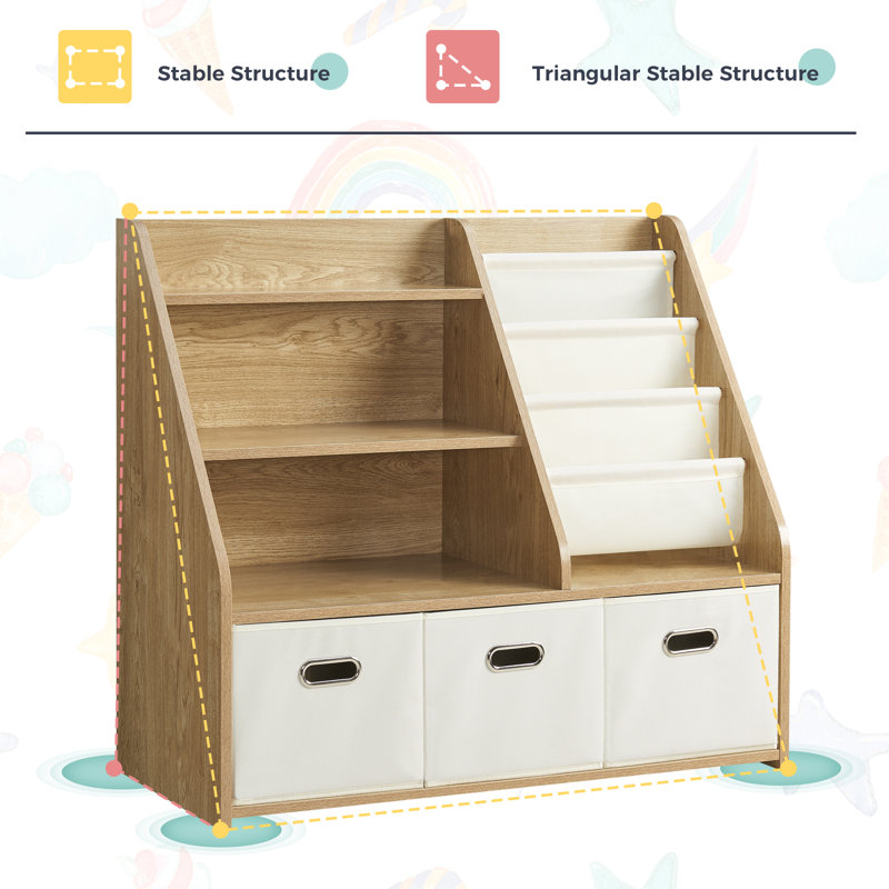Kids Bookshelf And Toy Storage Organizer, Wood