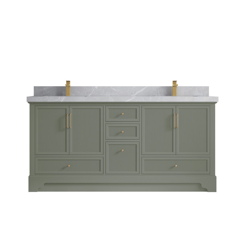 Ensemble de meuble-lavabo double 72 po Alys (option boutons), Gris perle