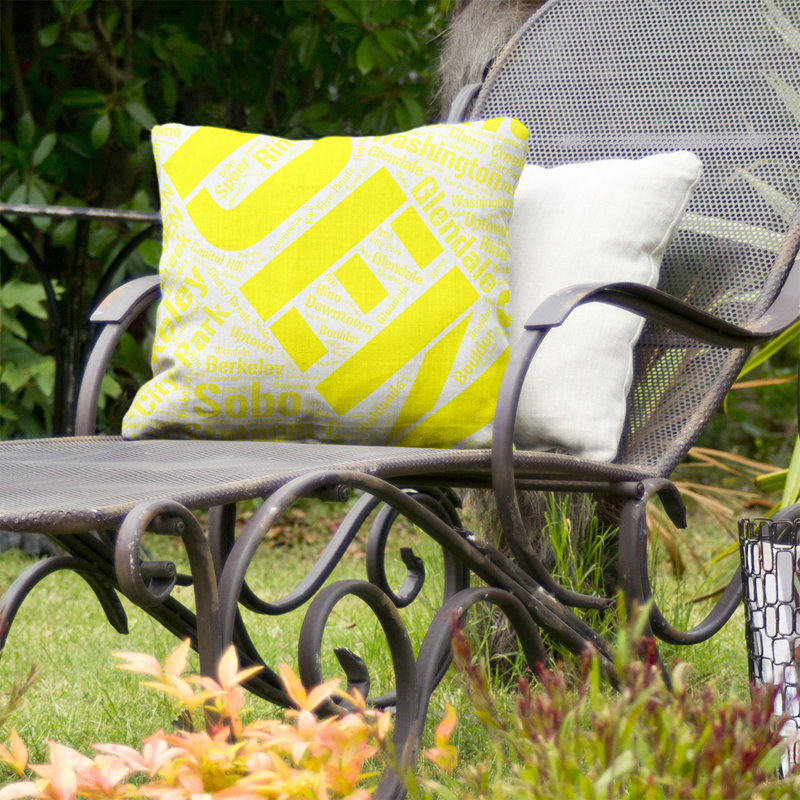 Reversible Throw Pillow, No, Yellow, 16" H x 16" W