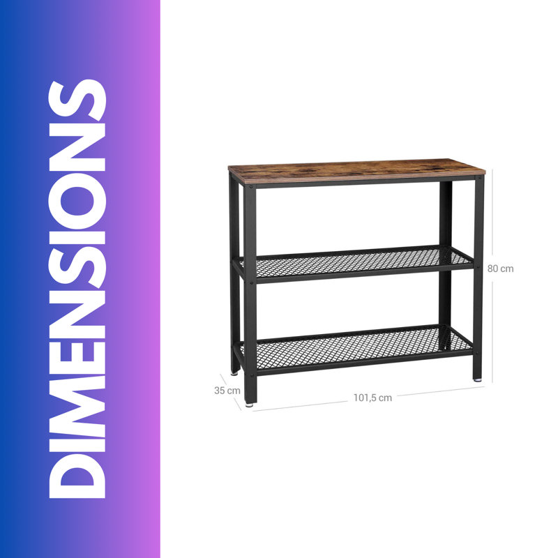 Angellea 101.5cm 3 Tier Console Table For Hallway Rustic Brown