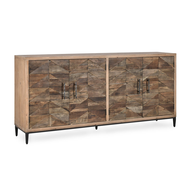 Buffet en bois de pin de 76 po de largeur Mave