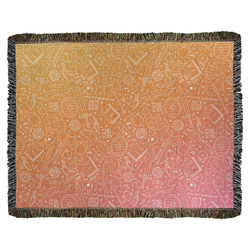 Couverture en coton tissé Katelyn Elizabeth, l 50 po x L 60 po, Orange / rose