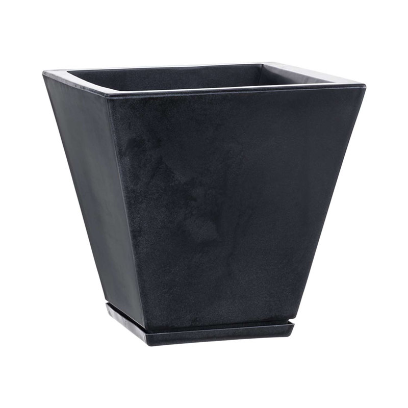 Pot à fleurs en résine Zurique, Noir, H 13,39 po x l 13,78 po x 13,78 po