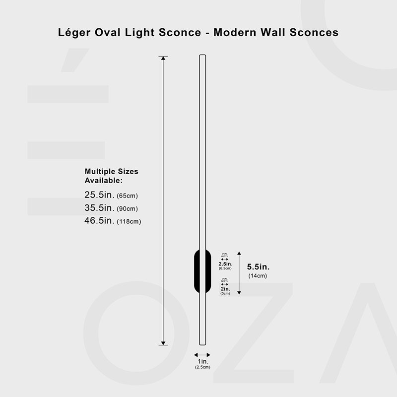 Leger Oval Light Sconce - , Black, 36" H x 3" W x 2" D, App + Alexa (Cold White 6000K + RGB) - Plug